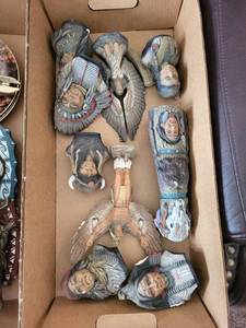 lot 296 image: Native American Chief Busts & Angel Wing Statues (Lot of 9)