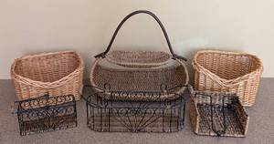 lot 133 image: UL - Decorative Wicker Basket Set - 5-Piece
