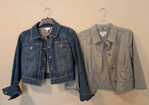 lot 134A image: UL - LOFT Denim Jacket Size 8 & Talbots Khaki Jacket Size 8