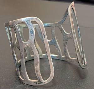 lot 136A image: K - Sterling Silver Cuff Bracelet - 2 in. wide