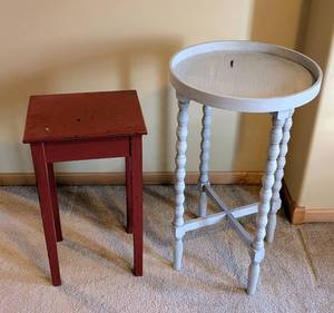 lot 181 image: UL -Shabby Chic Style Accent Table and Petite Red Table