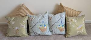 lot 194 image: LL - Floral Embroidered Throw Pillows - Sage Green 18x18 - 4 Pack