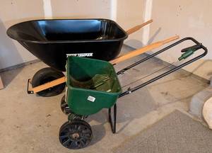 lot 218 image: G - True Temper Wheelbarrow & Scotts SpeedyGreen 2000 Spreader