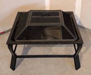 lot 220 image: G - Metal Fire Pit Square - 30 x 30 in, 14 in. High - Black Powder-Coated Steel