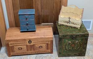 lot 233 image: DR - Decorative Wood Boxes - Mixed Lot of 4