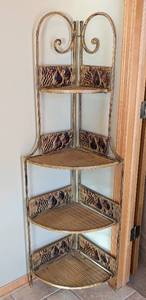 lot 110 image: ML - Decorative Corner Shelf Iron Frame with Decorative Panels