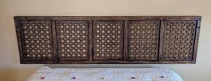 lot 117 image: UL - Wood Headboard - 5-Panel Lattice Wall Hanging