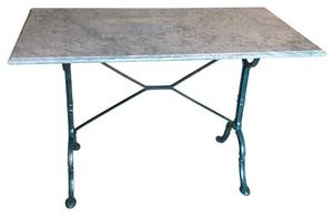 lot 11K image: O - Green Cast Iron Base With Separate Marble Top Dining Table  Desk