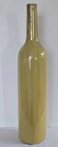lot 41K image: LR - Ceramic Vase Glossy Yellow Glazed Bottle Form