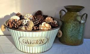 lot 50K image: K - Tin Milk Can Planter & Garden Bucket