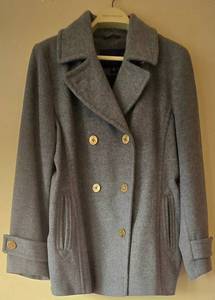 lot 100K image: MR - Lands End Wool Coat - Womens Size 16 - Grey Double-Breasted