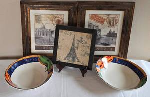 lot 105K image: MR - Paris & Rome Venezia Prints Set and Pair of Decorative Bowls