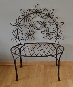 lot 154K image: O - Garden Bench - Wrought Iron with Floral Back