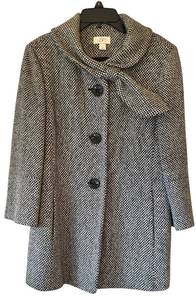 lot 165K image: O2 - Ann Taylor Coat - Size 10 Tweed Herringbone, Scarf-Neck Detail
