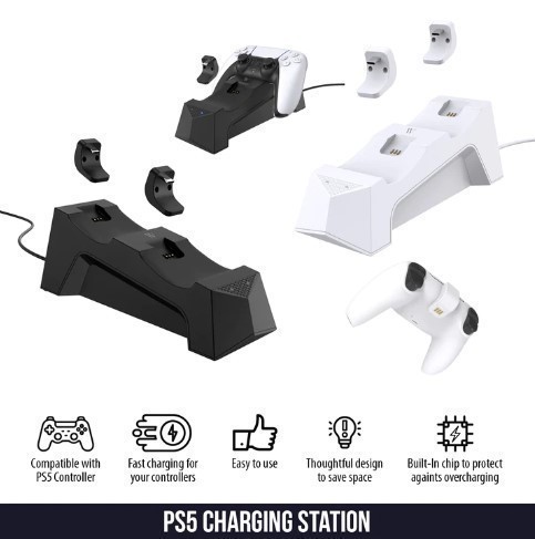 lot 806 image: Wasserstein PS5 Charging Station for Sony PlayStation 5 DualSense Controller - Black