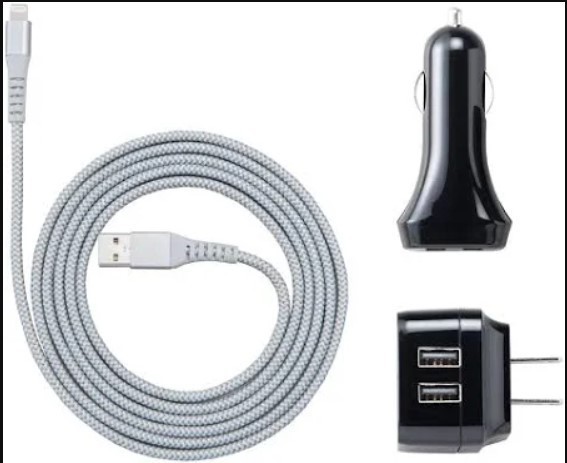 lot 364 image: NEW Members Mark USB Power Kit with Lightning Connectors - Black