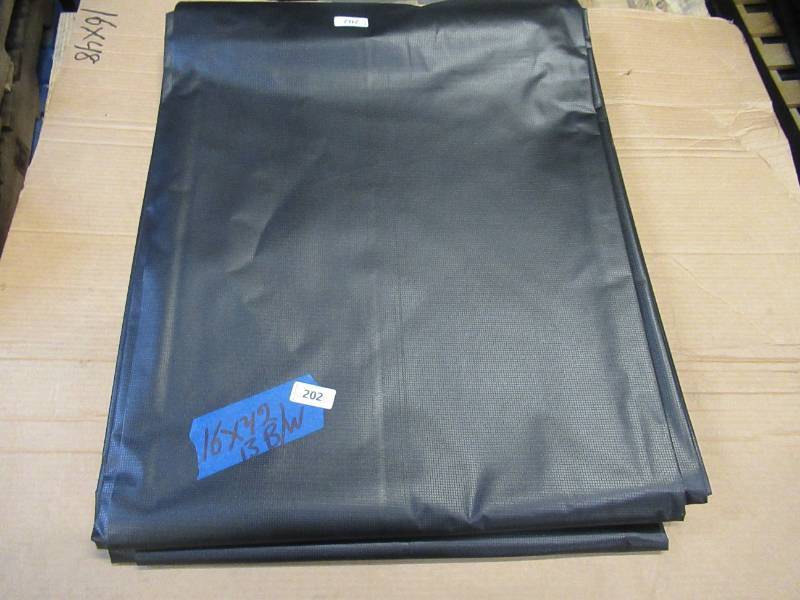 lot 338 image: NEW Vinyl Tarp - 16 x 42 Black  White Vinyl tarp - 13 oz. Mediumweight Duty