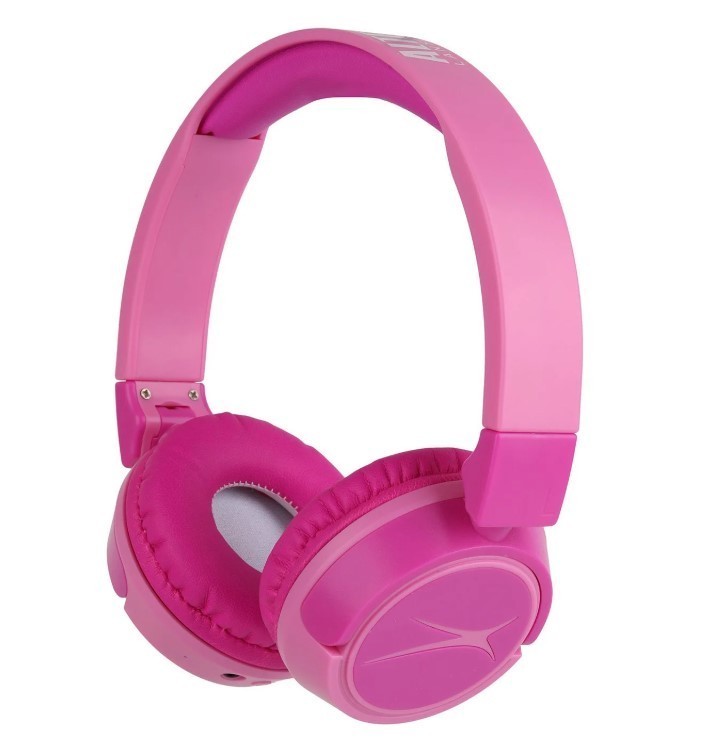 lot 407 image: NEW NEW Altec Lansing 2-in-1 Bluetooth Kid-Safe Headphones - Princess Pink