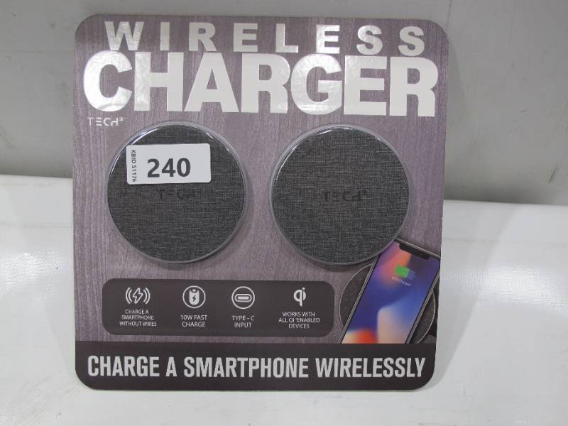 lot 234 image: NEW Tech Squared 2-Pack Premium Fabric Wireless Charger Fast Wireless Charging Pad