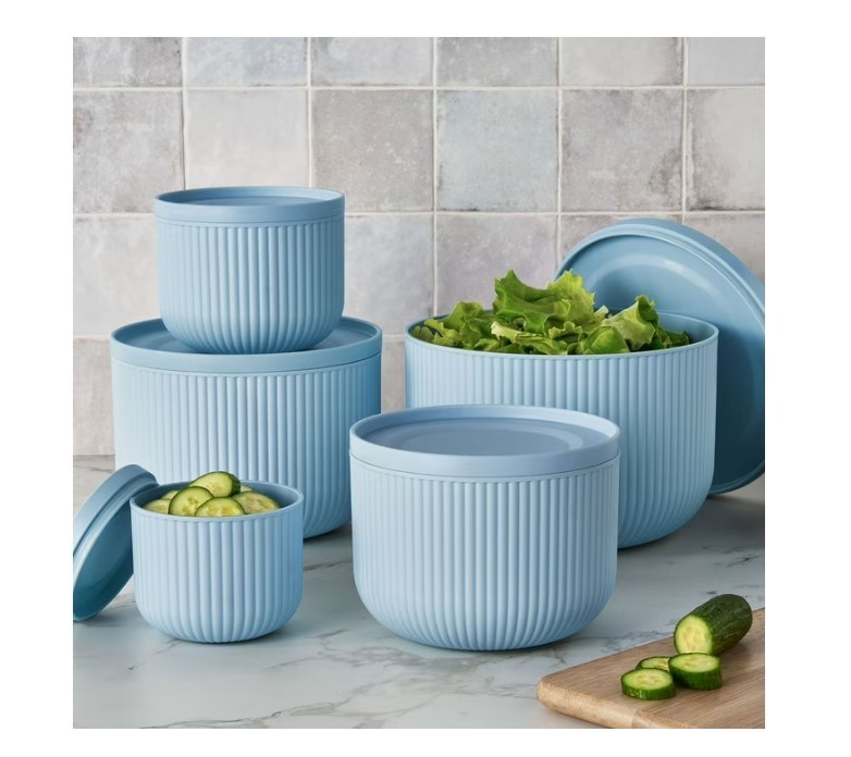 lot 390 image: NEW Members Mark 10-Piece Nested Serve and Store Serving Bowl Set - Blue