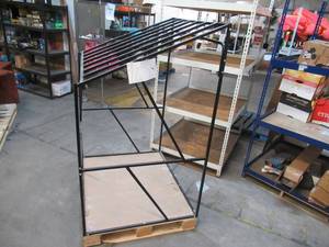 lot 108 image: Welded Black Metal Frame Built to Fit Onto Pallets with Angled Roof - Perfect for Projects