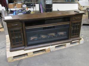 lot 111 image: USED Electric Fireplace  Entertainment Center - Cut Cord - UNTESTED