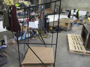 lot 112 image: Welded Black Metal Frame Built to Fit Onto Pallets with Angled Roof - Perfect for Projects