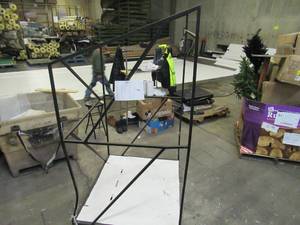 lot 119 image: Welded Black Metal Frame Built to Fit Onto Pallets with Angled Roof - Perfect for Projects