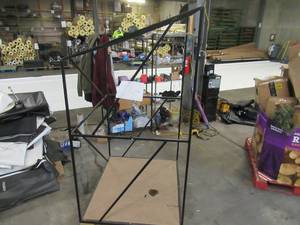 lot 123 image: Welded Black Metal Frame Built to Fit Onto Pallets with Angled Roof - Perfect for Projects
