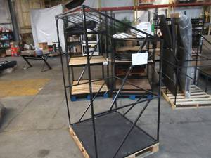 lot 137 image: Welded Black Metal Frame Built to Fit Onto Pallets with Angled Roof - Perfect for Projects