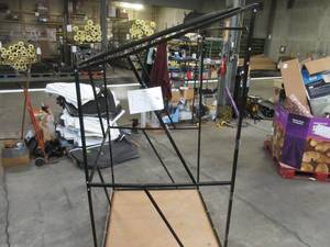 lot 139 image: Welded Black Metal Frame Built to Fit Onto Pallets with Angled Roof - Perfect for Projects