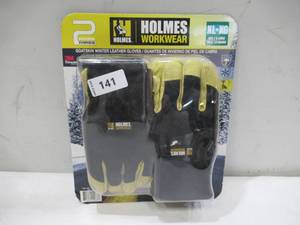 lot 141 image: NEW Holmes Workwear Goatskin Winter Leather Gloves - XL - 2 Pairs