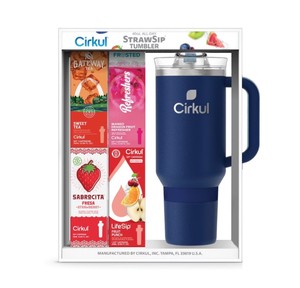 lot 195 image: NEW Cirkul 40oz Raindrop Tumbler Starter Kit  4 Flavor Cartridges - Midnight Blue