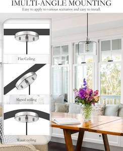 lot 205 image: NEW Dolaimi House 1 Light Modern 7.3 Inch Seeded Clear Glass Brushed Nickel Hanging Pendant Lamp