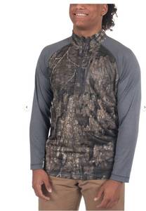 lot 225 image: NEW Mens Habit Lewis Lodge Mens 13 Zip Performance Layer Shirt Size MEDIUM Realtree Timber