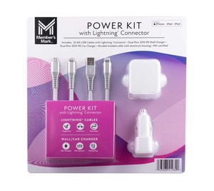 lot 367 image: NEW Members Mark Lightning USB Power PD Kit - White