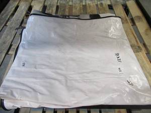 lot 374 image: 12 x 16 18 oz. Black Vinyl Tarp w Advertisement  Reused Billboard  15 mil Heavyweight Duty - A Grade