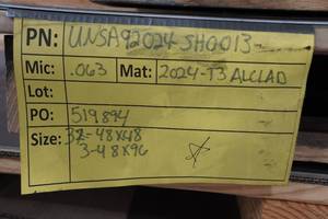lot 442 image: 2024-T3 Sheet Metal - .063