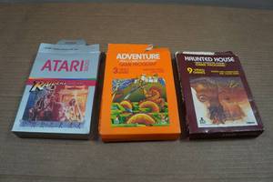 lot 63 image: 3 Vintage Atari 2600 Games - Raiders of the Lost Ark, Adventure, Haunted House