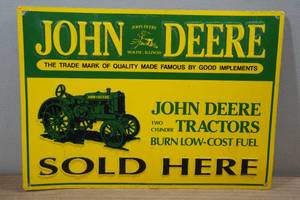 lot 96 image: Vintage Style John Deere Raised Metal Sign