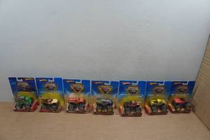 lot 171 image: 7 Hot Wheels Monster Jam Trucks - Early - Backdraft, DK, Superman, Grave Digger