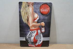 lot 225 image: Novelty Metal Sign - Budweiser Beer