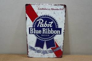 lot 228 image: Vintage Style Metal Sign - Pabst Blue Ribbon Beer