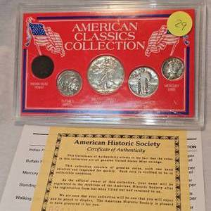 lot 29 image: American Classic Pre 1950 -5 piece Coin Collection wC.O.A