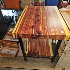 Beautiful Cedar 2" Top and Shelf End Table