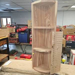 lot 52 image: Cedar 4 Shelf Corner Shelf, 1 Thick