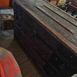 lot 55 image: Original 1850s-1900 Travel Trunk wNeat Stamp Design