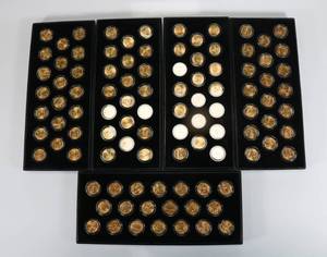 lot 25 image: Lot of 5 Boxes Gold Plated State Quarters ($25.00 Face)