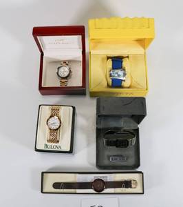 lot 59 image: Lot of 5 Watches - Various Styles and Brands (Klaus Kobec, Bulova, Invicta, Rado, Tissot)