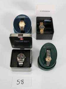 lot 58 image: Lot of 4 Watches in Original Boxes (Citizen and Swiss Military)